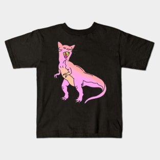 dinosaur raptor cat kitten feminist roar animal cute pink print Kids T-Shirt